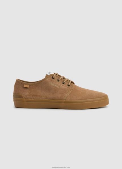 Women Tan Pepe Jeans Colin Shoe Leather Sneakers 60J40640
