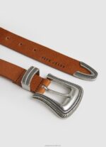 Women Tan Pepe Jeans Leather Thin Belt 60J40760 - Image 2