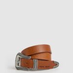 Women Tan Pepe Jeans Leather Thin Belt 60J40760