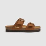 Women Tan Pepe Jeans Oban Anatomical Sandals 60J40654