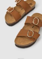 Women Tan Pepe Jeans Oban Anatomical Sandals 60J40654 - Image 3