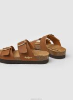 Women Tan Pepe Jeans Oban Anatomical Sandals 60J40654 - Image 4