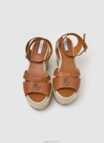Women Tan Pepe Jeans Taffy Day Leather Sandals 60J40645 - Image 3