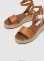 Women Tobacco Pepe Jeans Kate Emboed Wedge Sandals 60J40677 - Image 3