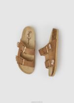 Women Tobacco Pepe Jeans Oban Etnic Leather Sandals 60J40673 - Image 2