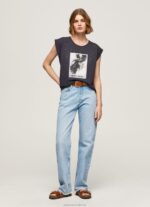 Women Washed Black Pepe Jeans Photo Print T-Shirt 60J40388 - Image 2