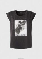 Women Washed Black Pepe Jeans Photo Print T-Shirt 60J40388 - Image 5