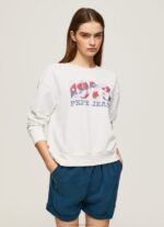 Women White Pepe Jeans 1973 Logo Plush Sweatshirt 60J40280 - Image 2