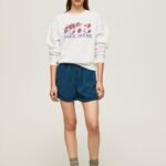 Women White Pepe Jeans 1973 Logo Plush Sweatshirt 60J40280