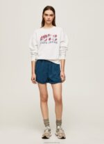 Women White Pepe Jeans 1973 Logo Plush Sweatshirt 60J40280