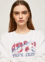 Women White Pepe Jeans 1973 Logo Plush Sweatshirt 60J40280 - Image 3