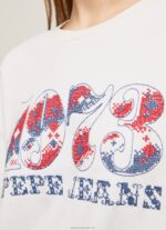 Women White Pepe Jeans 1973 Logo Plush Sweatshirt 60J40280 - Image 4