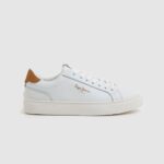 Women White Pepe Jeans Adams Basic Leather Sneakers 60J40585