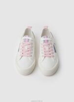 Women White Pepe Jeans Allen Flag Vulcanized Sneakers 60J40620 - Image 2