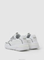 Women White Pepe Jeans Arrow Marlow Combined Sneakers 60J40600 - Image 4