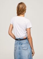 Women White Pepe Jeans Basic Logo T-Shirt 60J40416 - Image 4