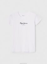 Women White Pepe Jeans Basic Logo T-Shirt 60J40416 - Image 5