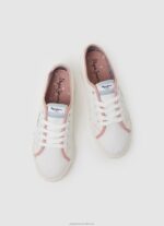 Women White Pepe Jeans Brady Bandan Canvas Sneakers 60J40632 - Image 2