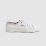 Women White Pepe Jeans Brady Bandan Canvas Sneakers 60J40632