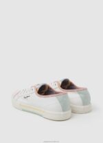 Women White Pepe Jeans Brady Bandan Canvas Sneakers 60J40632 - Image 4
