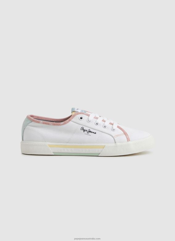 women_white_pepe_jeans_brady_bandan_canvas_sneakers_60j40632.jpg Women White Pepe Jeans Brady Bandan Canvas Sneakers 60J40632 - Image 1