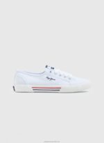 Women White Pepe Jeans Brady Basic Sneakers 60J40636