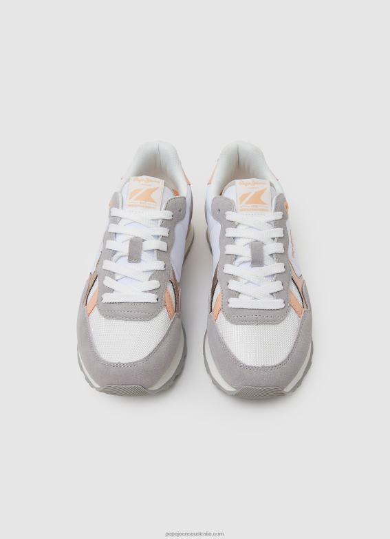 Women White Pepe Jeans Brit Heritage Combined Sneakers 60J40615 - Image 2