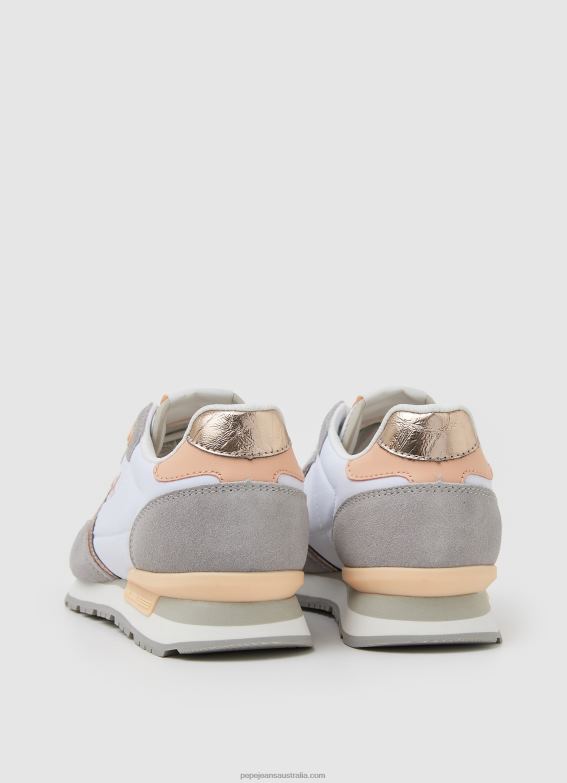 Women White Pepe Jeans Brit Heritage Combined Sneakers 60J40615 - Image 4
