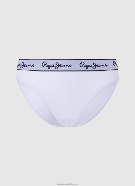 Women White Pepe Jeans Classic Panty With Printed Logo 60J40542