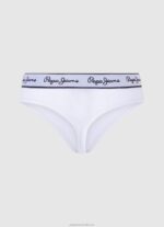 Women White Pepe Jeans Classic Thong With Printed Logo 60J40541 - Image 2