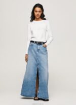 Women White Pepe Jeans Cotton Jersey With Openwork Details 60J40260 - Image 2