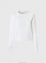 Women White Pepe Jeans Cotton Jersey With Openwork Details 60J40260 - Image 5