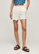 Women White Pepe Jeans Cotton Shorts With Openwork Details 60J40534 - Image 2