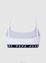 Women White Pepe Jeans Cotton Sports Bra 60J40536 - Image 2