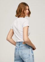 Women White Pepe Jeans Cotton T-Shirt With Logo 60J40404 - Image 4