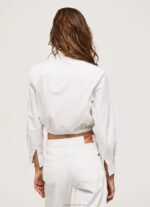 Women White Pepe Jeans Cropped Fit Poplin Shirt 60J40361 - Image 5