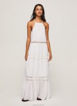 Women White Pepe Jeans Dress With Embroidered Details 60J40219 - Image 2