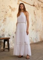 Women White Pepe Jeans Dress With Embroidered Details 60J40219
