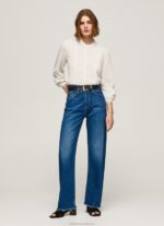Women White Pepe Jeans Embroidered Cotton Dobby Blouse 60J40343 - Image 2