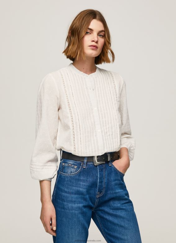 women_white_pepe_jeans_embroidered_cotton_dobby_blouse_60j40343.jpg Women White Pepe Jeans Embroidered Cotton Dobby Blouse 60J40343 - Image 1