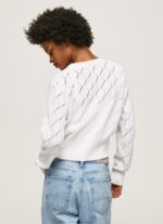 Women White Pepe Jeans Embroidered Flower Cotton Cardigan 60J40231 - Image 4