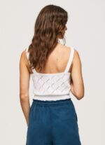 Women White Pepe Jeans Embroidered Flower Cotton Top 60J40232 - Image 4