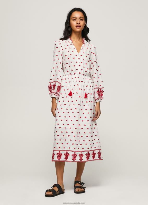 women_white_pepe_jeans_embroidered_folk_dress_60j40149.jpg Women White Pepe Jeans Embroidered Folk Dress 60J40149 - Image 1