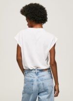 Women White Pepe Jeans Embroidered Logo T-Shirt 60J40433 - Image 4