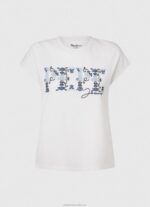 Women White Pepe Jeans Embroidered Logo T-Shirt 60J40433 - Image 5