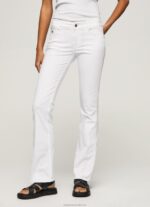 Women White Pepe Jeans Flare Slim Trousers 60J40310 - Image 2