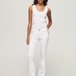 Women White Pepe Jeans Flare Slim Trousers 60J40310