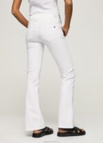 Women White Pepe Jeans Flare Slim Trousers 60J40310 - Image 4