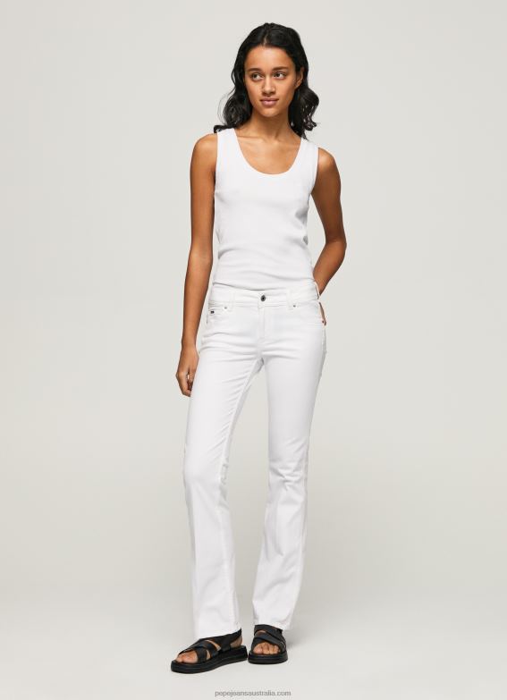 women_white_pepe_jeans_flare_slim_trousers_60j40310.jpg Women White Pepe Jeans Flare Slim Trousers 60J40310 - Image 1
