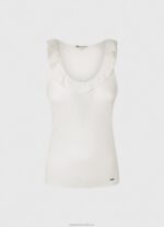 Women White Pepe Jeans Frilled Neckline T-Shirt 60J40390 - Image 5